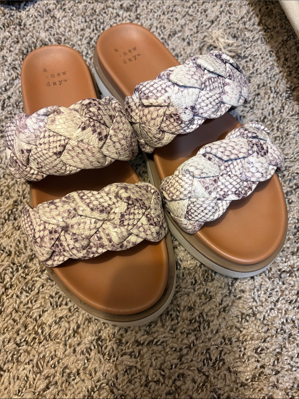 A new day snack print sandals